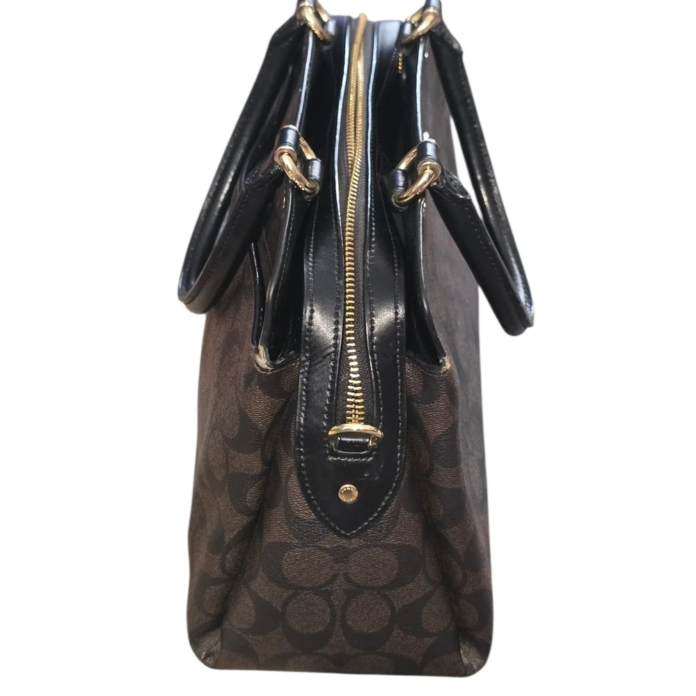 Coach Lillie Carryall Brown Signature Canvas Handbag Purse